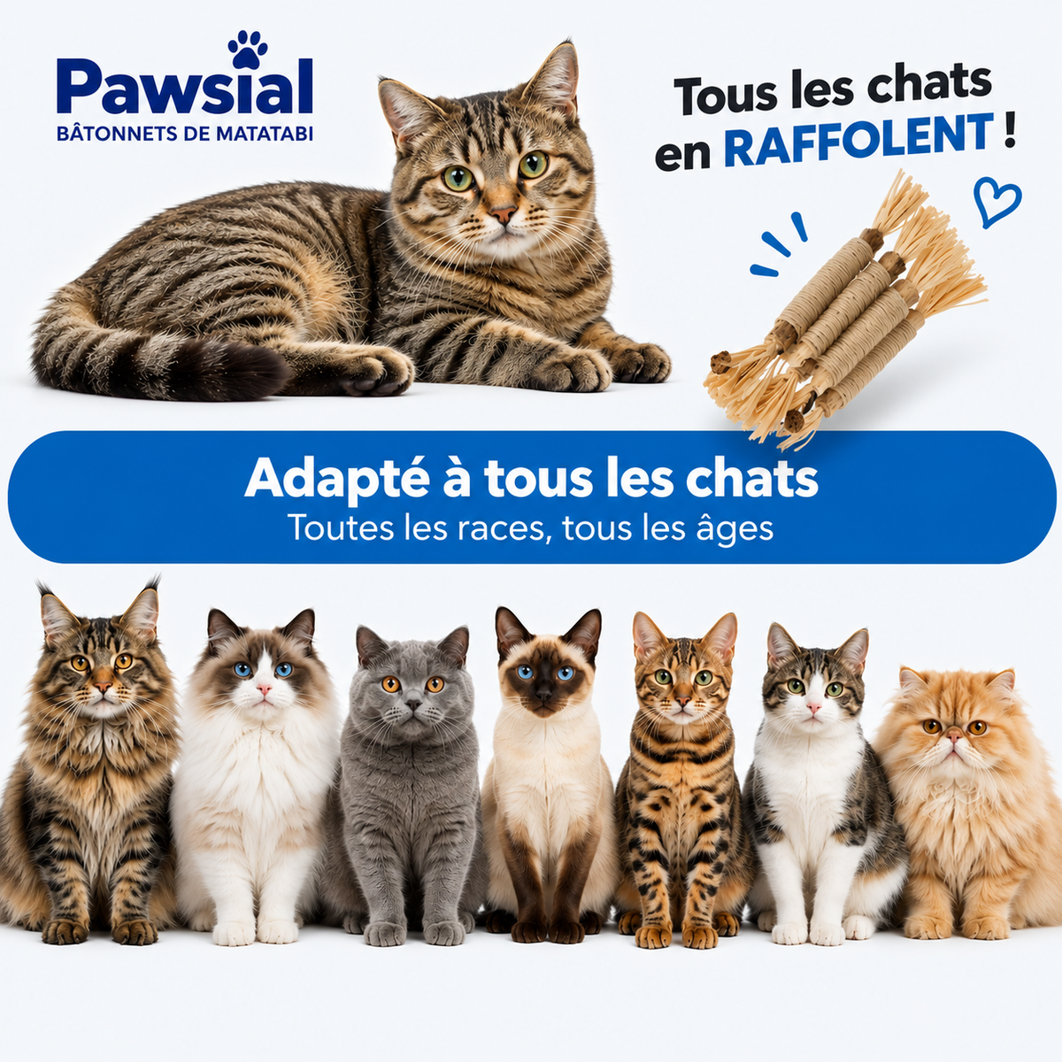 Pawsial™ — Pack Sticks Dentaires Naturel pour Chats